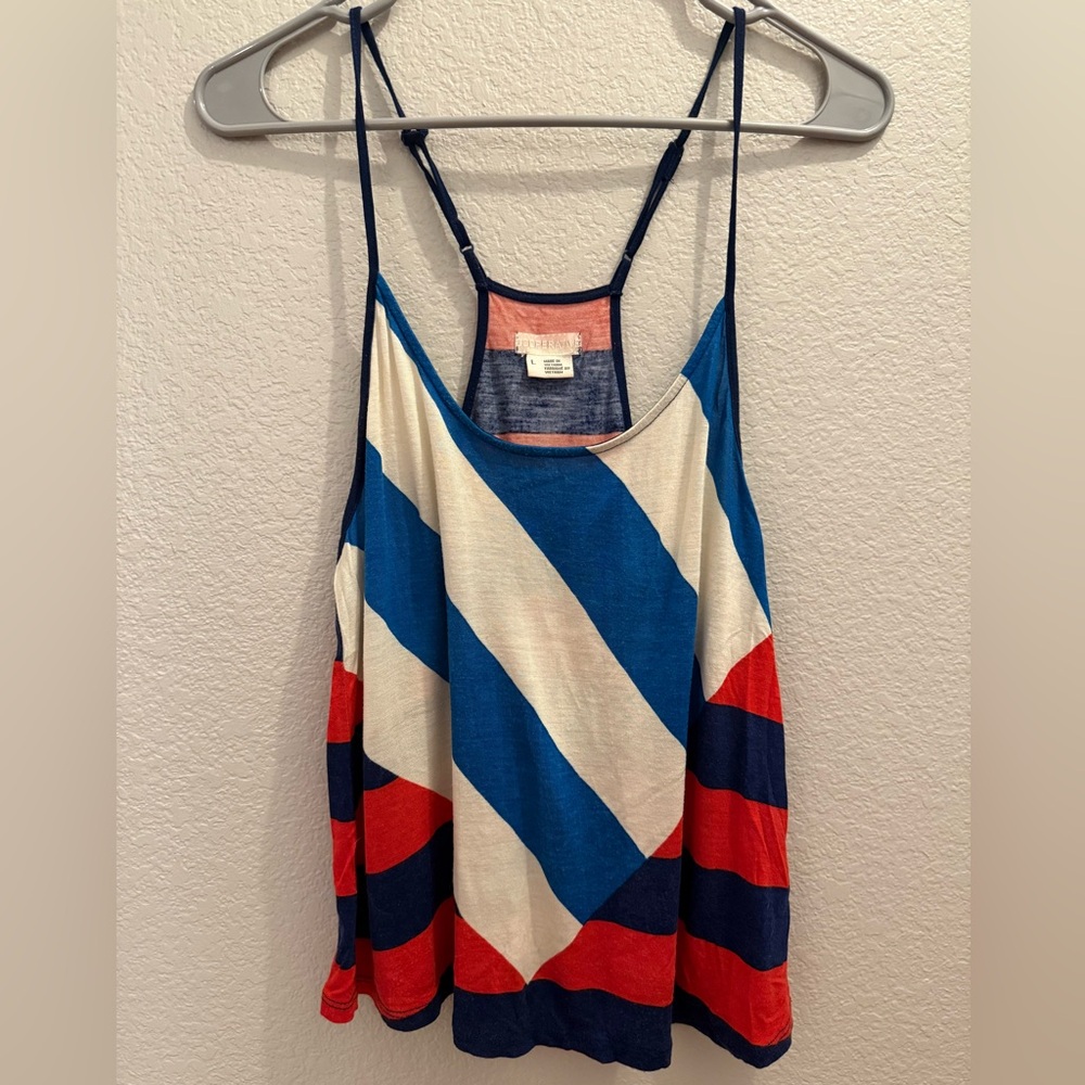 Cooperative Striped Scoop Tank in Cream, Blue & Red
